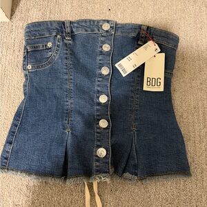 BDG Blue Button-Front Denim Waistband with Tags